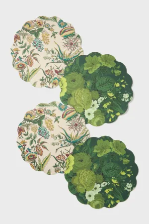 Verdant Floral Reversible Wipeable Placemats Set of 4