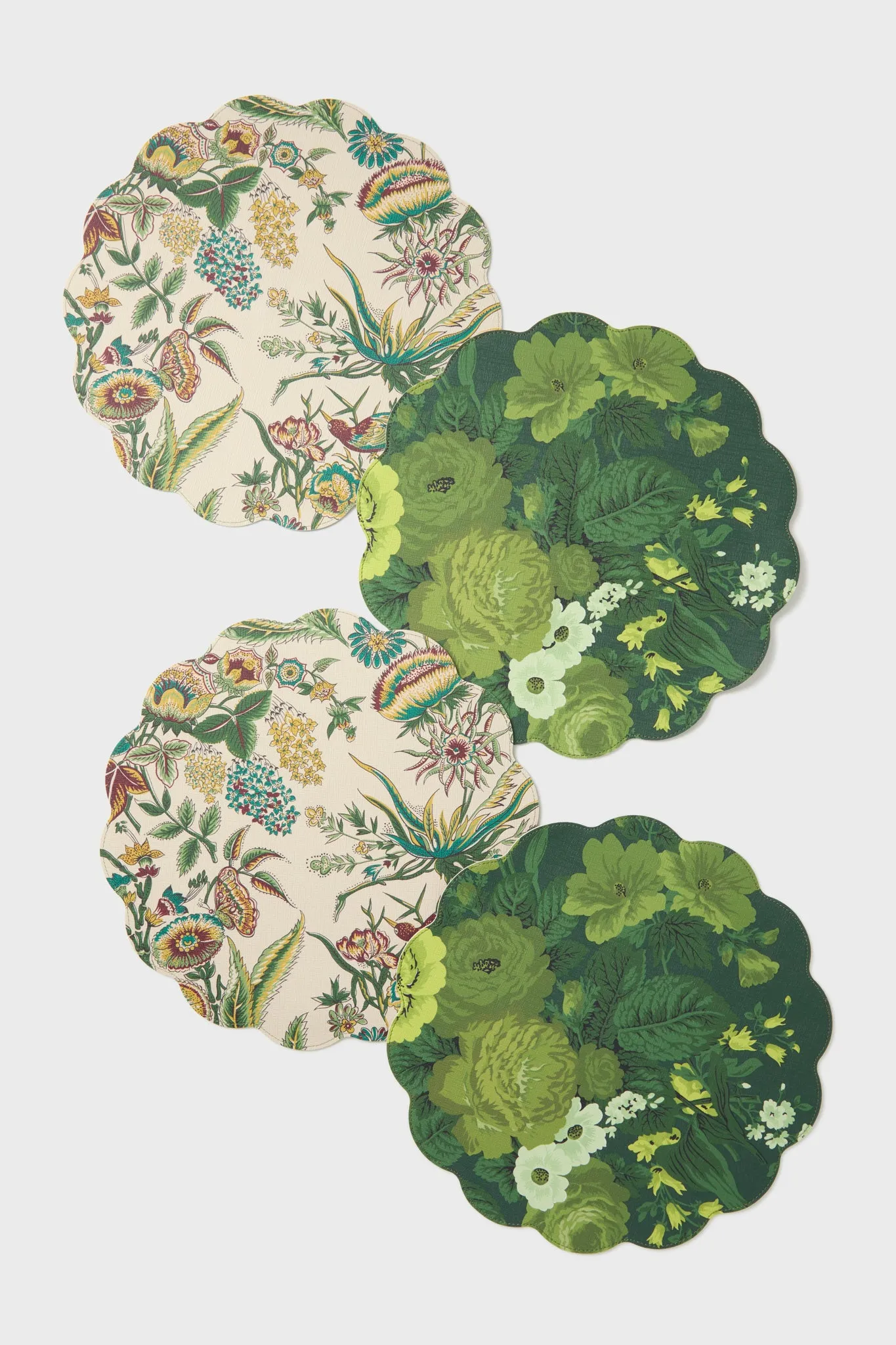 Verdant Floral Reversible Wipeable Placemats Set of 4