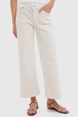 Vintage White Mid Rise Wide Leg Crop