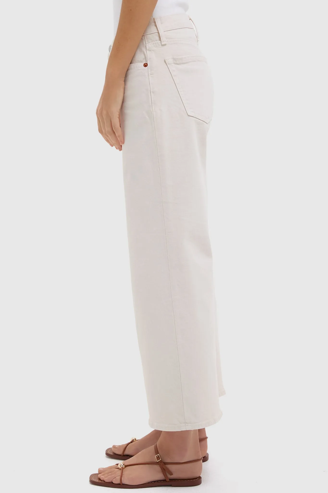 Vintage White Mid Rise Wide Leg Crop