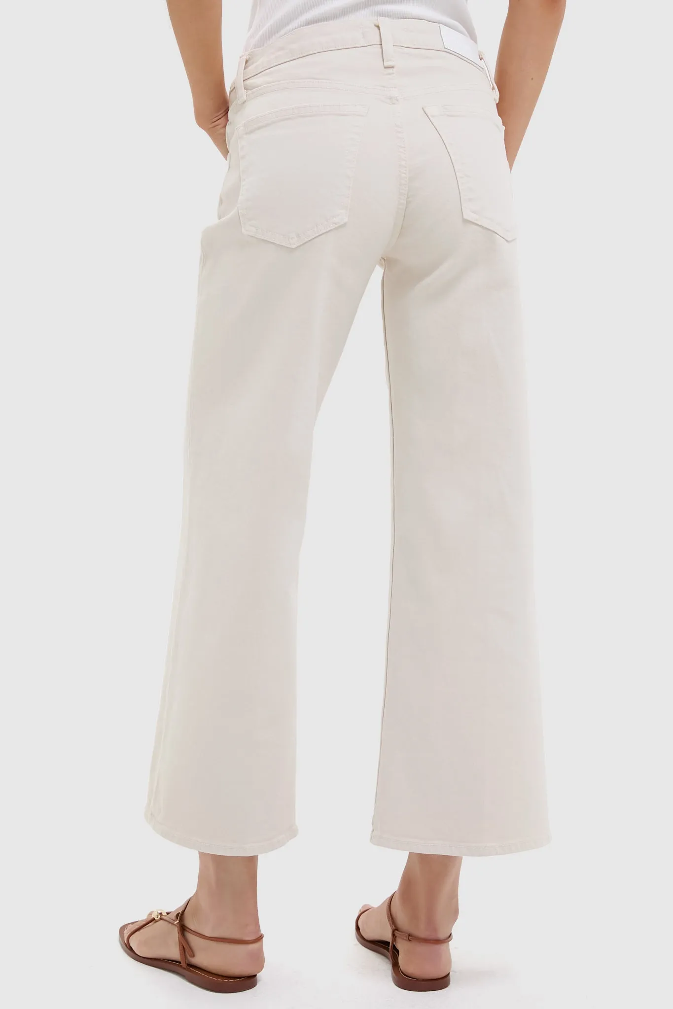 Vintage White Mid Rise Wide Leg Crop