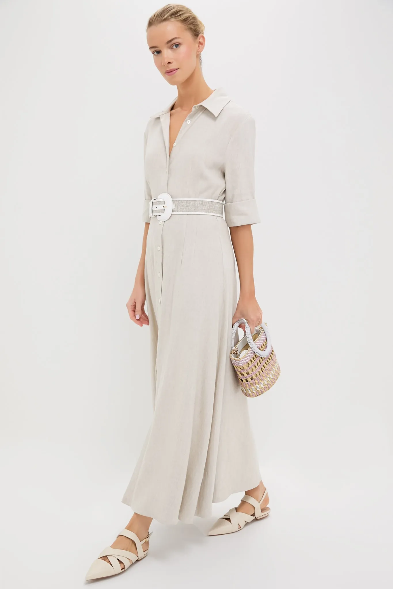 White and Linen Waist Belt