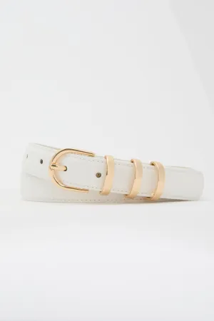 White Croc Triple Keeper Skinny Belt