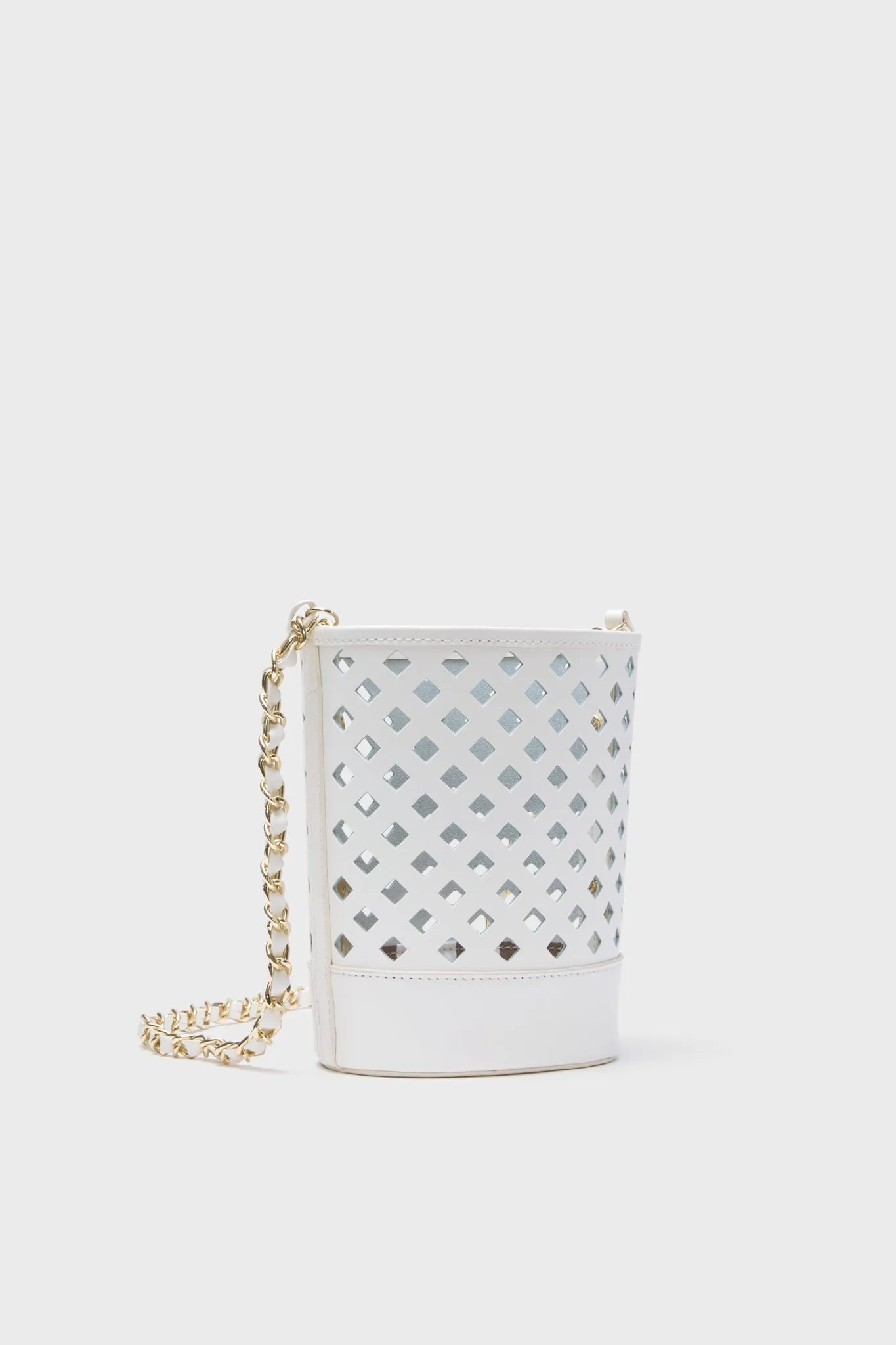 White Leather Arden Bucket Bag