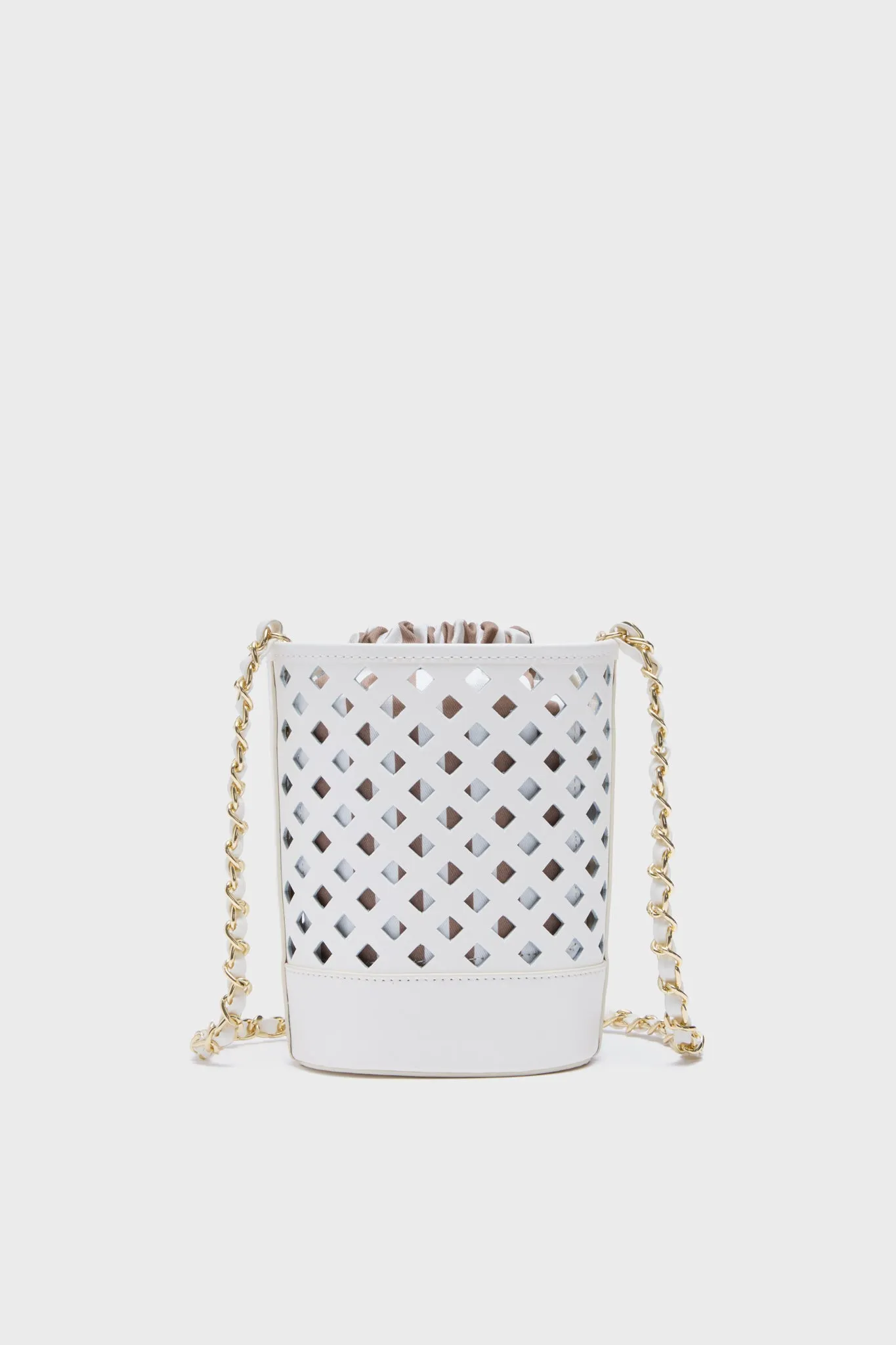 White Leather Arden Bucket Bag