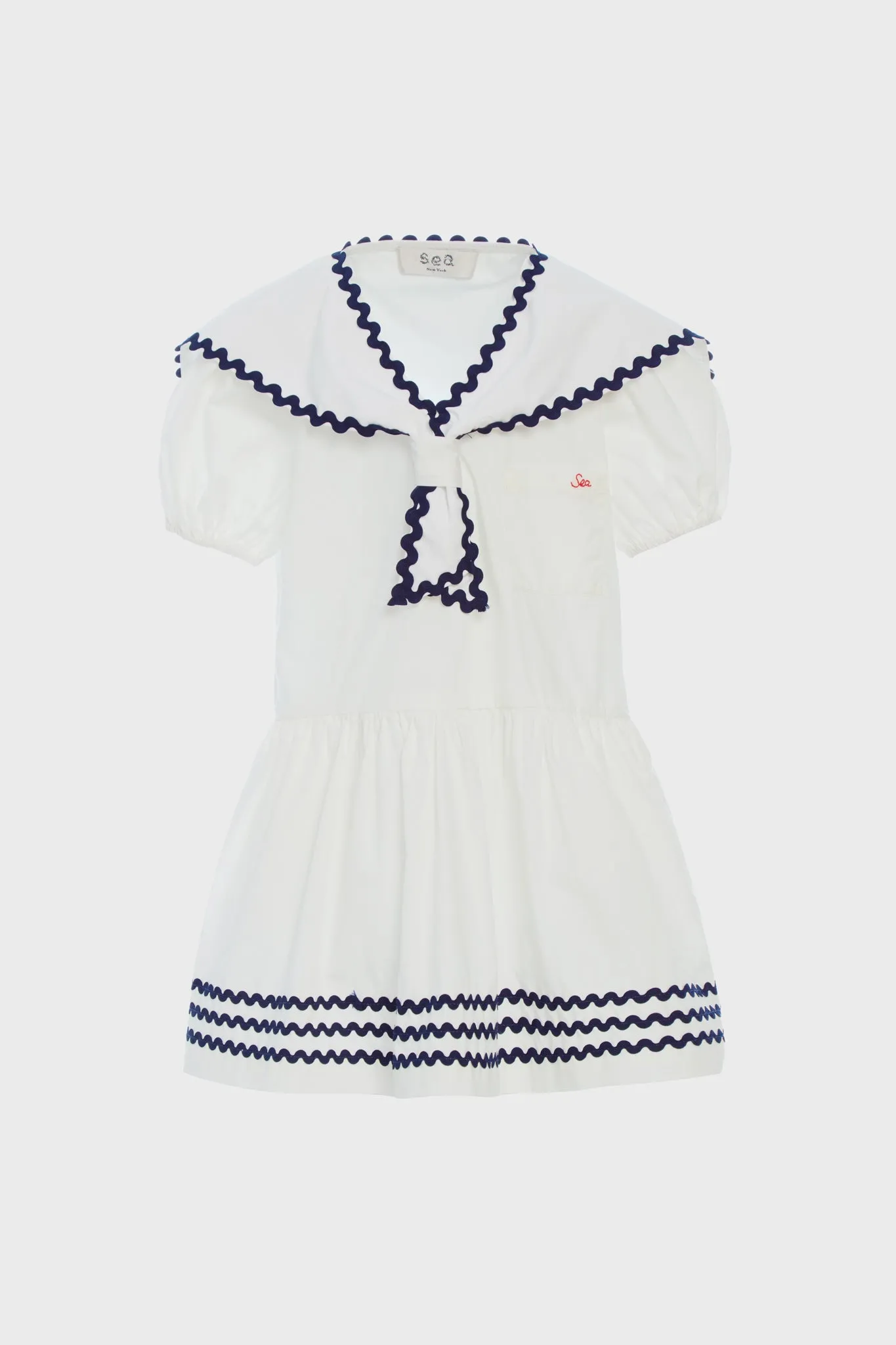 White Nancy Nautical Short Sleeve Dress