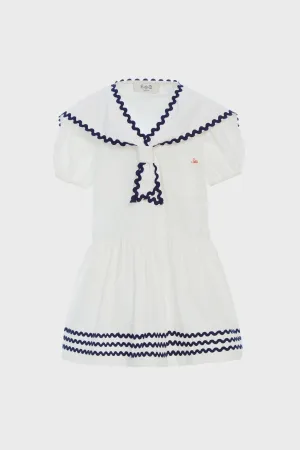 White Nancy Nautical Short Sleeve Dress