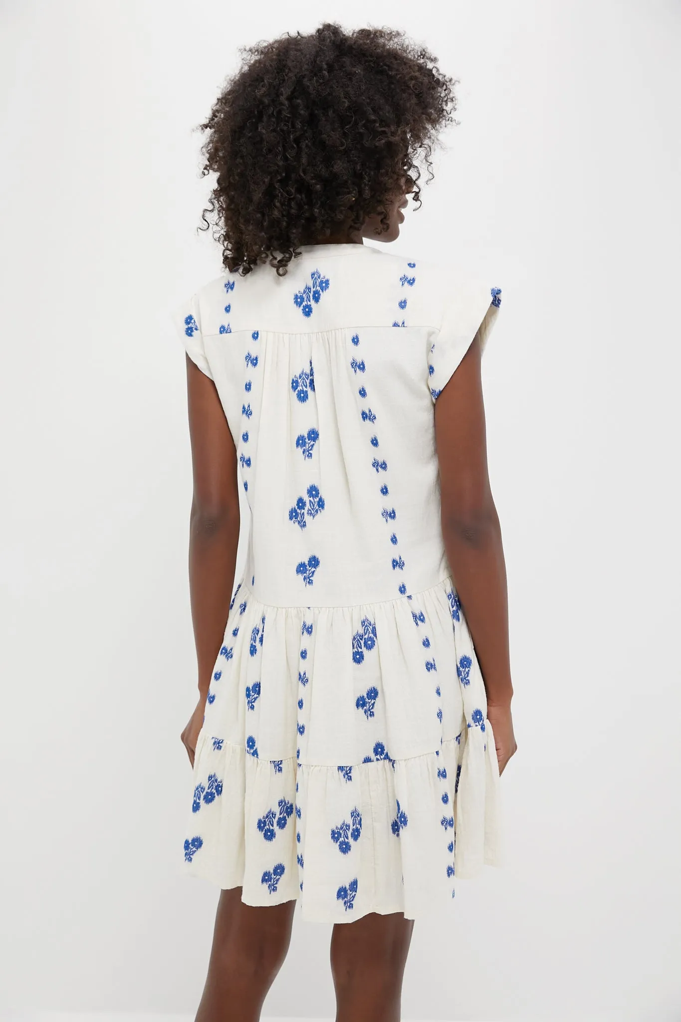 Wicklow Blue Roll Sleeve Mini Dress