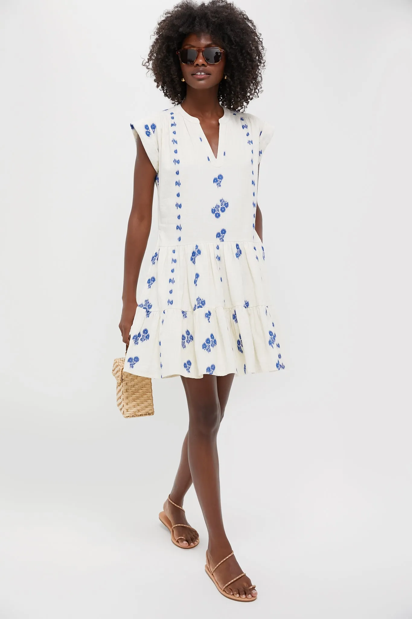 Wicklow Blue Roll Sleeve Mini Dress