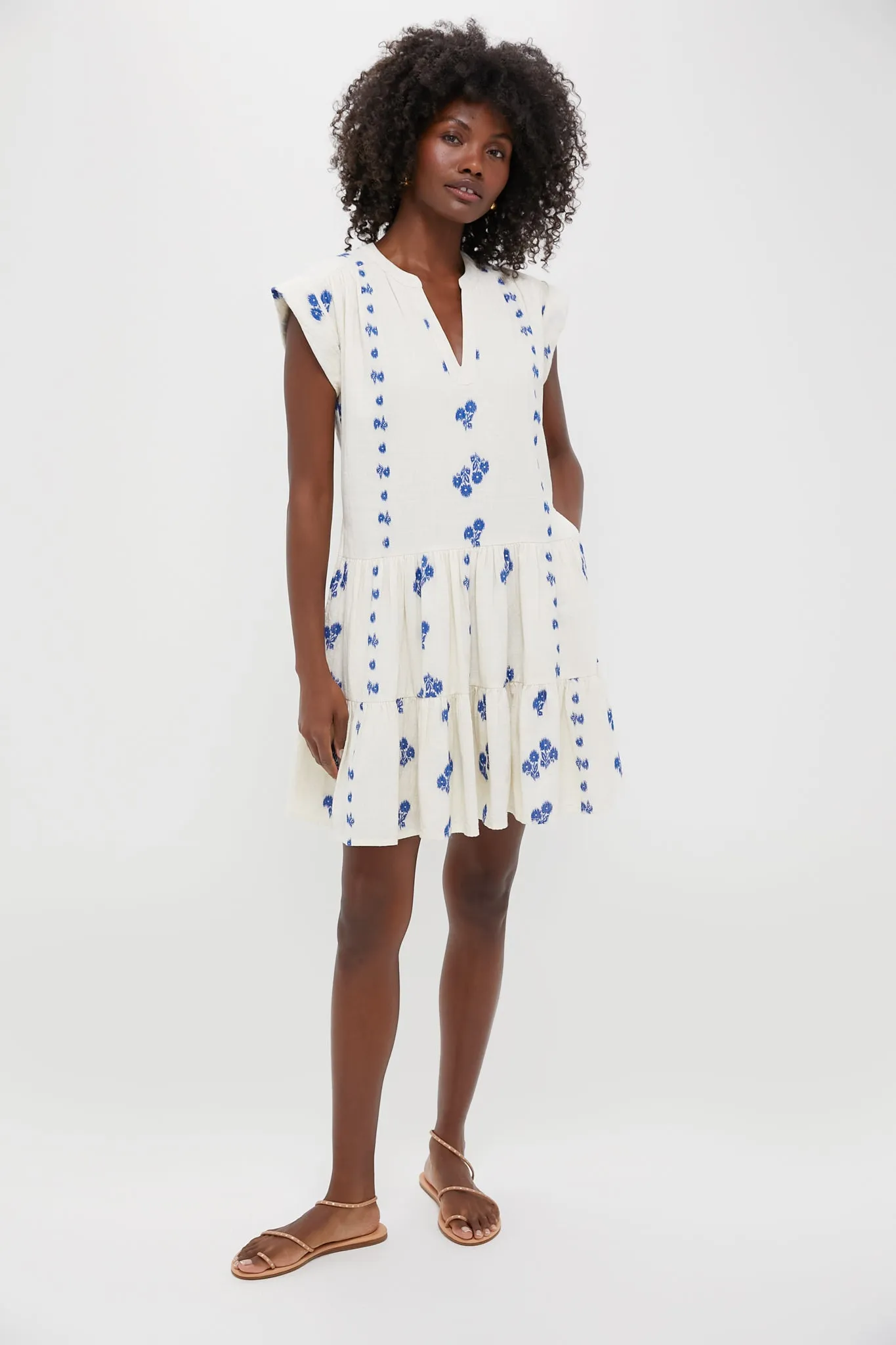 Wicklow Blue Roll Sleeve Mini Dress