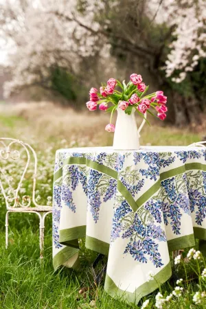 Wisteria Green and Blue French Tablecloth