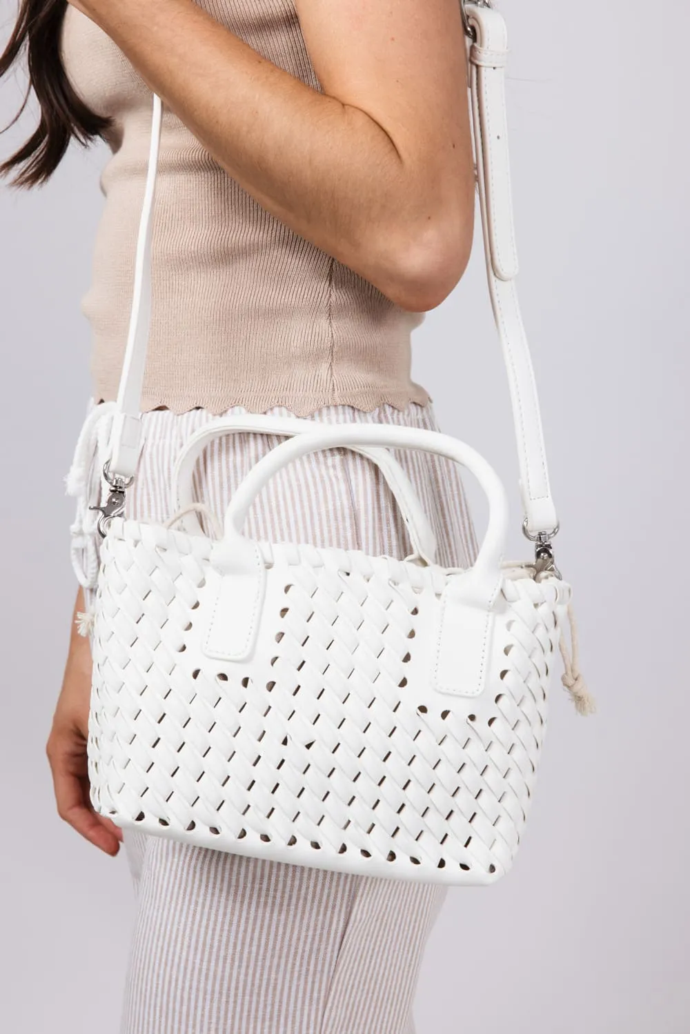 Woven Braided Beach Purse for Women in Ivory | 1500-IVORY