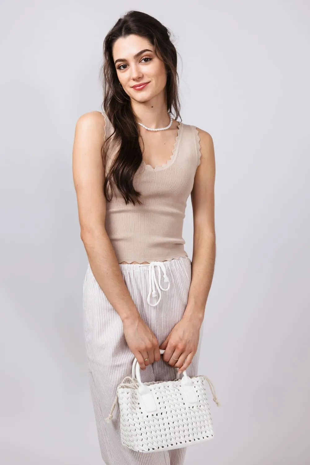 Woven Braided Beach Purse for Women in Ivory | 1500-IVORY